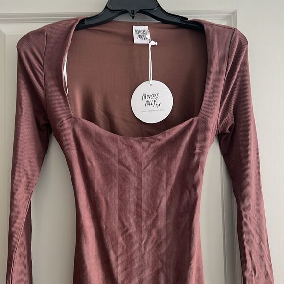 Princess Polly • Nolan brown ribbed mini dress - Picture 7 of 10